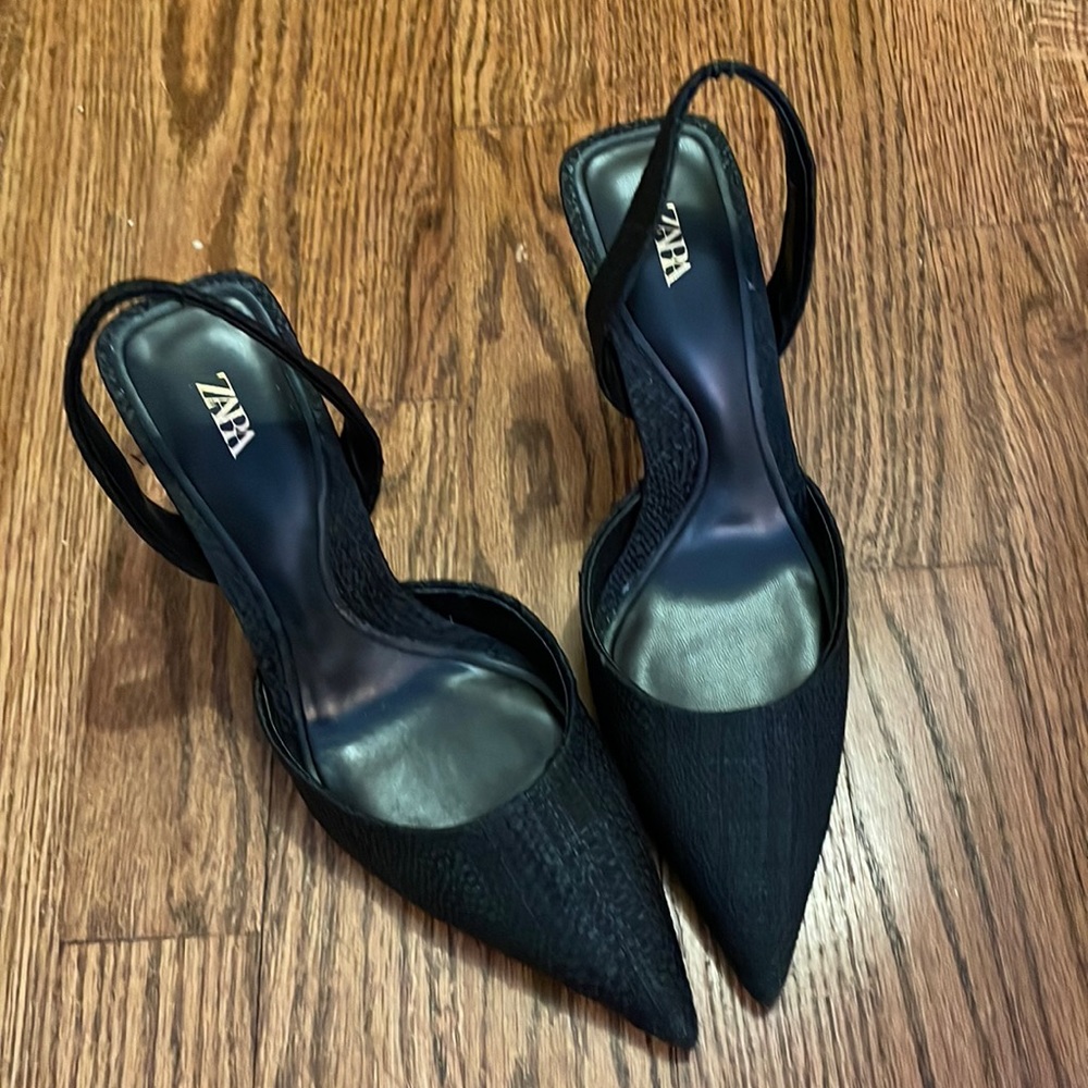 Zara black sling back pumps size 35